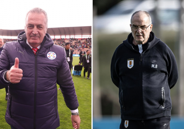 Alfaro y Bielsa con sus oncenas listas para el duelo Paraguay vs. Uruguay en Asunción