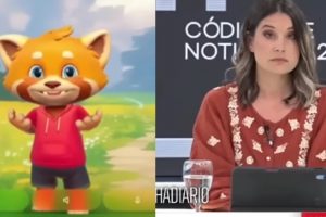 Cara de mate rancio, así fue larespuesta que le dio Rudy, una IA creada para niños, a una periodista en vivo. (Captura de pantalla A24)