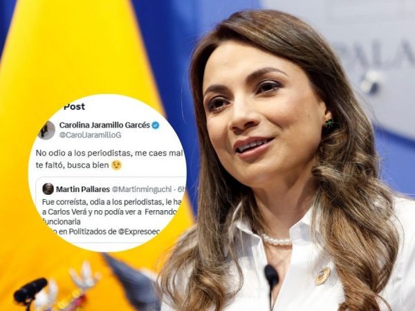 Carolina Jaramillo Garcés, vocera de Daniel Noboa, y el periodista Martín Pallares protagonizan polémica en X. (Presidencia de Ecuador).