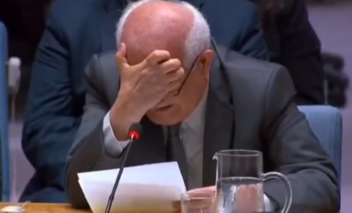 El embajador de la Misión de Observación de Palestina ante las Naciones Unidas, Riyad Mansour, no pudo contener las lágrimas.