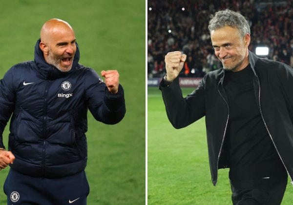 Enzo Maresca, entrenador del Chelsea y Luis Enrique, del PSG.