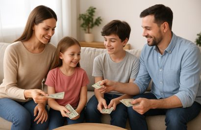 Familias adoptan mesadas educativas para fortalecer la responsabilidad financiera infantil. FOTO: Inteligencia Artificial (ChatGPT).