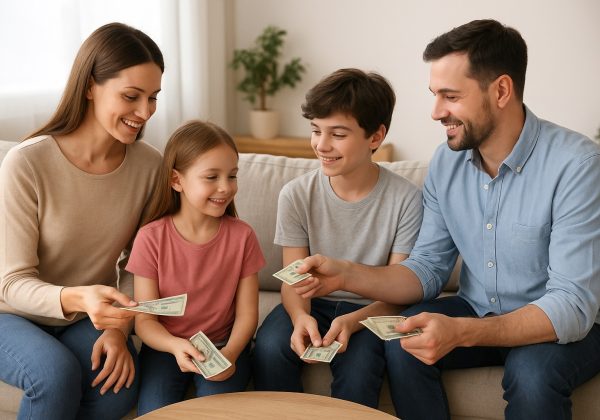 Familias adoptan mesadas educativas para fortalecer la responsabilidad financiera infantil. FOTO: Inteligencia Artificial (ChatGPT).