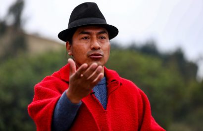 El dirigente indígena y presidente de la Conaie, Leonidas Iza.