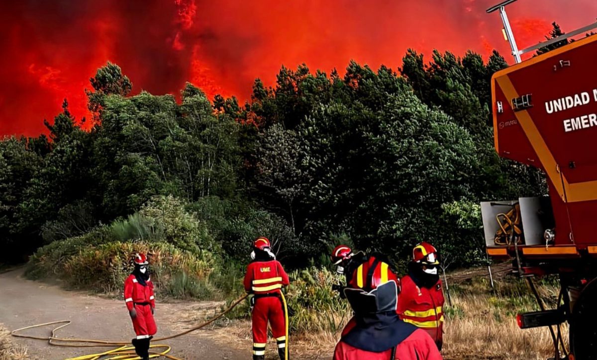 Incendios forestales en España obligan a evacuar 10 localidades en León; Pedro Sánchez, presidente del Gobierno, anuncia despliegue militar. (Ministerio de Defensa)