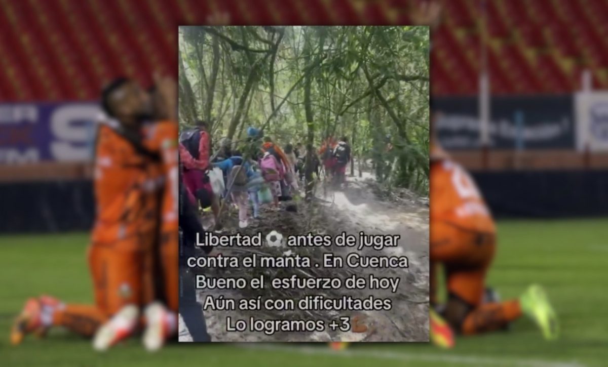 Libertad FC tuvo que hacer transbordo y caminar por trochas con lodo para llegar a Cuenca y medir al Manta FC
