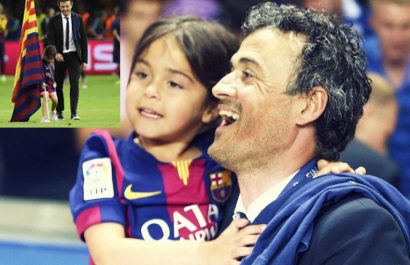 Luis Enrique y su hija celebrando el triunfo de Barcelona