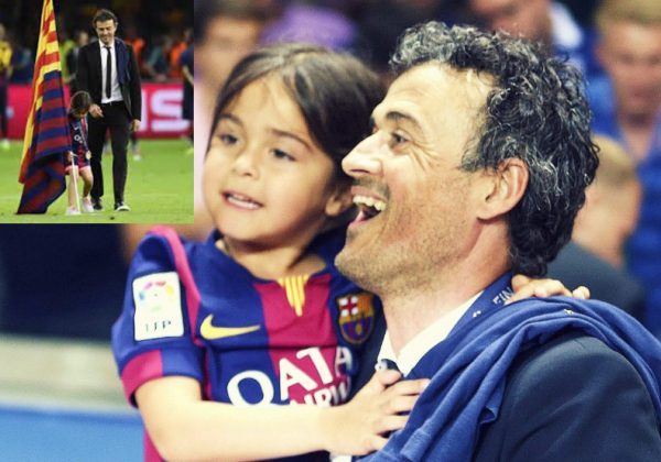 Luis Enrique y su hija celebrando el triunfo de Barcelona