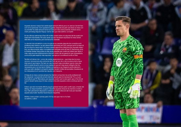 Marc-André ter Stege afirma que la decisión de operarse fue plenamente aprobada por el FC Barcelona