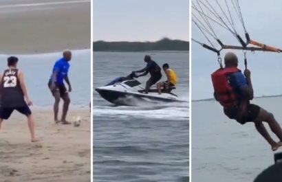 Moisés Caicedo vive vacaciones inolvidables en Ecuador parapente, motos acuáticas y fútbol junto a amigos