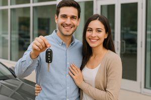 Una pareja celebra la compra de su nuevo vehículo. (Imagen IA: ChatGPT)