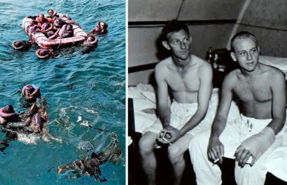Más de 600 náufragos fueron devorados por los tiburones después del hundimiento del barco. Unos 317 lograron sobrevivir. (Foto: Archivo Nacional US Navy).