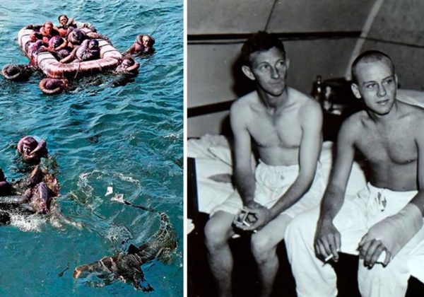 Más de 600 náufragos fueron devorados por los tiburones después del hundimiento del barco. Unos 317 lograron sobrevivir. (Foto: Archivo Nacional US Navy).