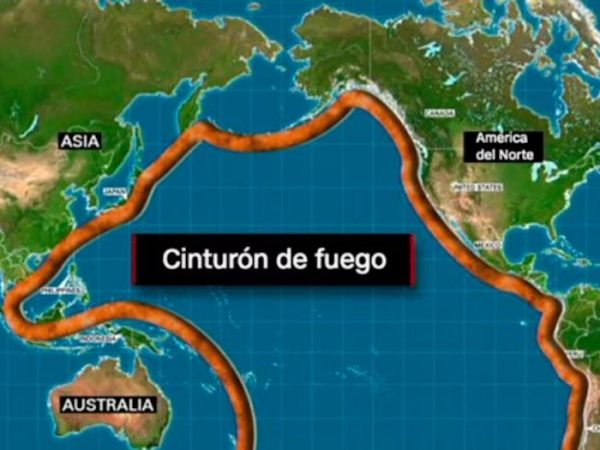 El Cinturón de Fuego es una franja tectónica de más de 40.000 km alrededor del océano Pacífico, donde se produce el 90% de los terremotos del mundo debido al choque de placas.