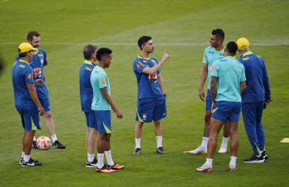 Brasil en un entrenamiento previo a su partido ante la selección de Ecuador.