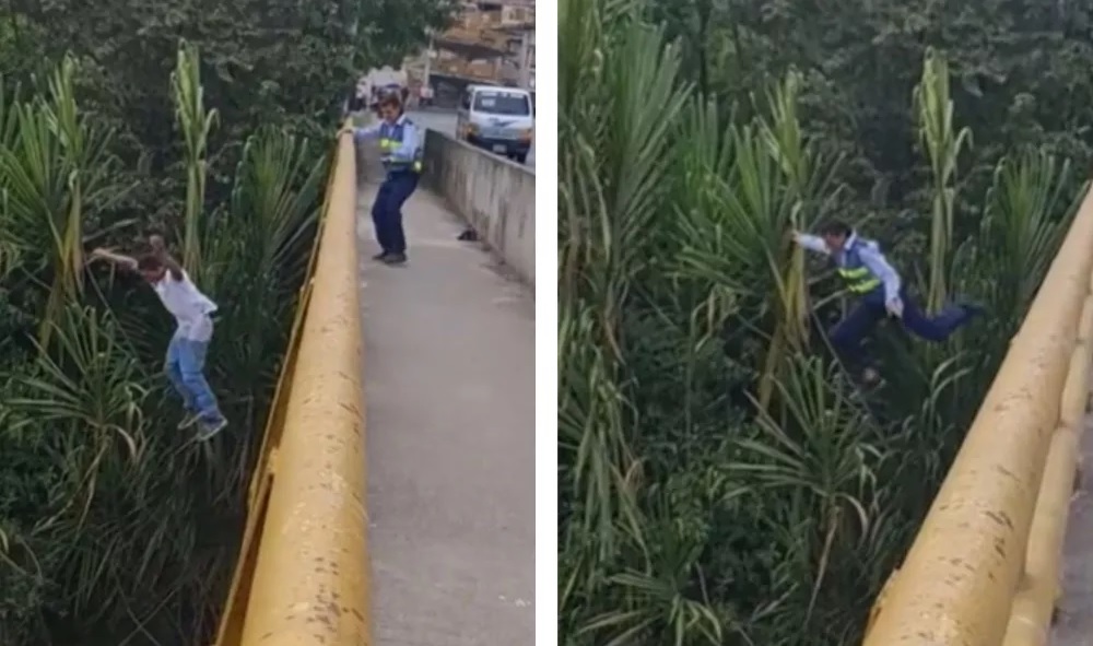 Un video en el que se aprecia a un ciudadano saltar a un río le ha estado dando la vuelta a las redes sociales.