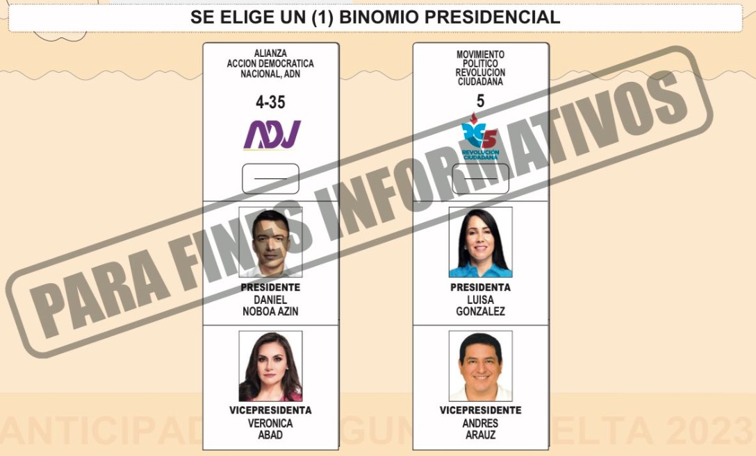 papeleta segunda vuelta Ecuaador CNE aprobada