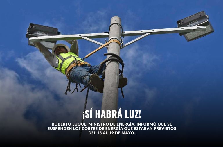 Cortes de luz se suspenden hasta el 19 de mayo