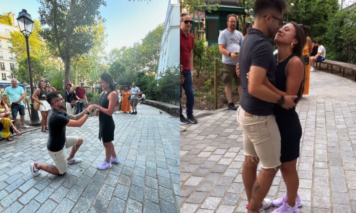 Glenda Morejón recibe propuesta de matrimonio en París.