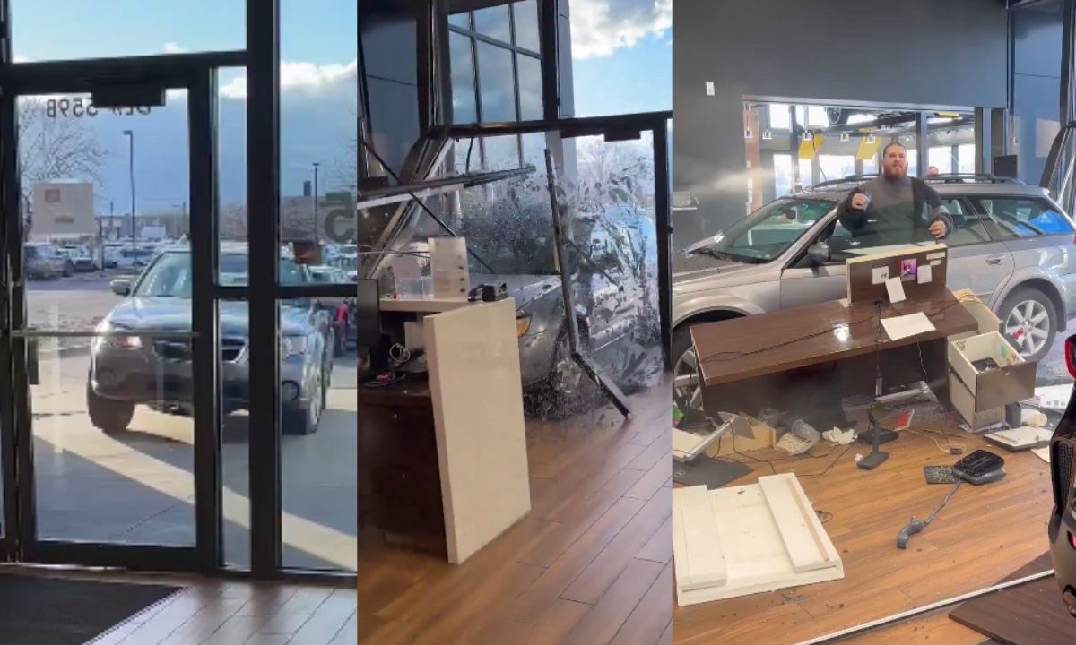 Un hombre estrelló su carro contra una concesionaria