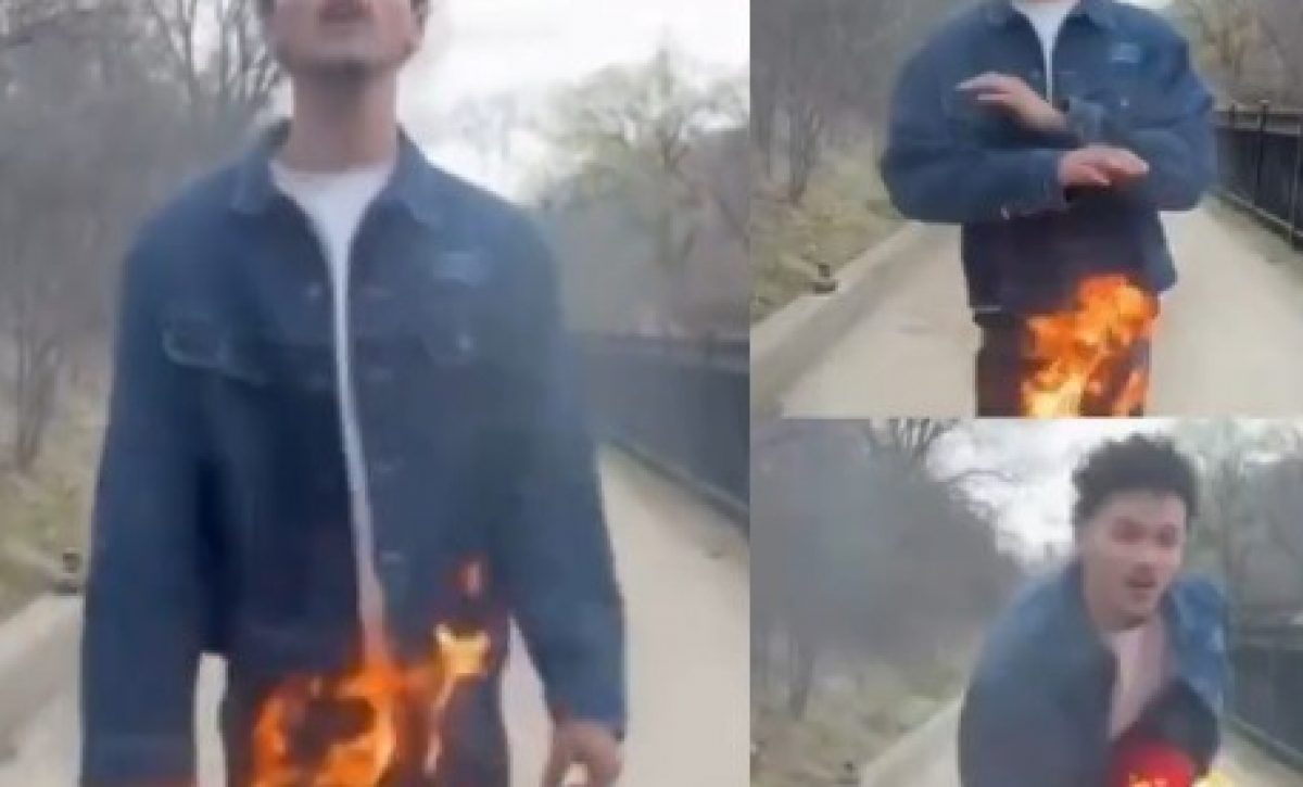 Un cantante anónimo desató controversia al prender fuego a sus pantalones durante la grabación de un videoclip.