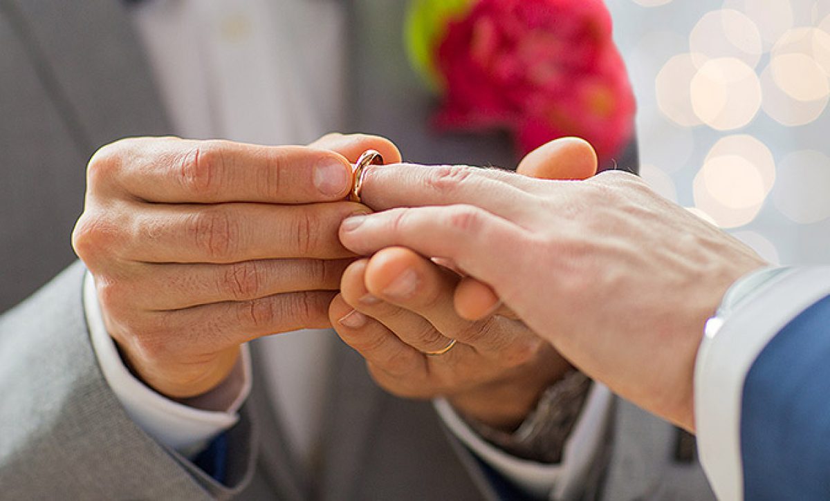people, homosexuality, same-sex marriage and love concept - clos