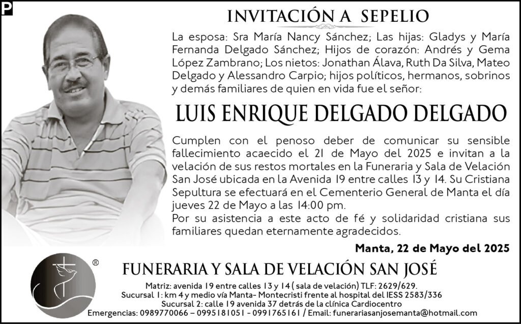 INVITACIÓN A SEPELIO: Luis Enrique Delgado Delgado