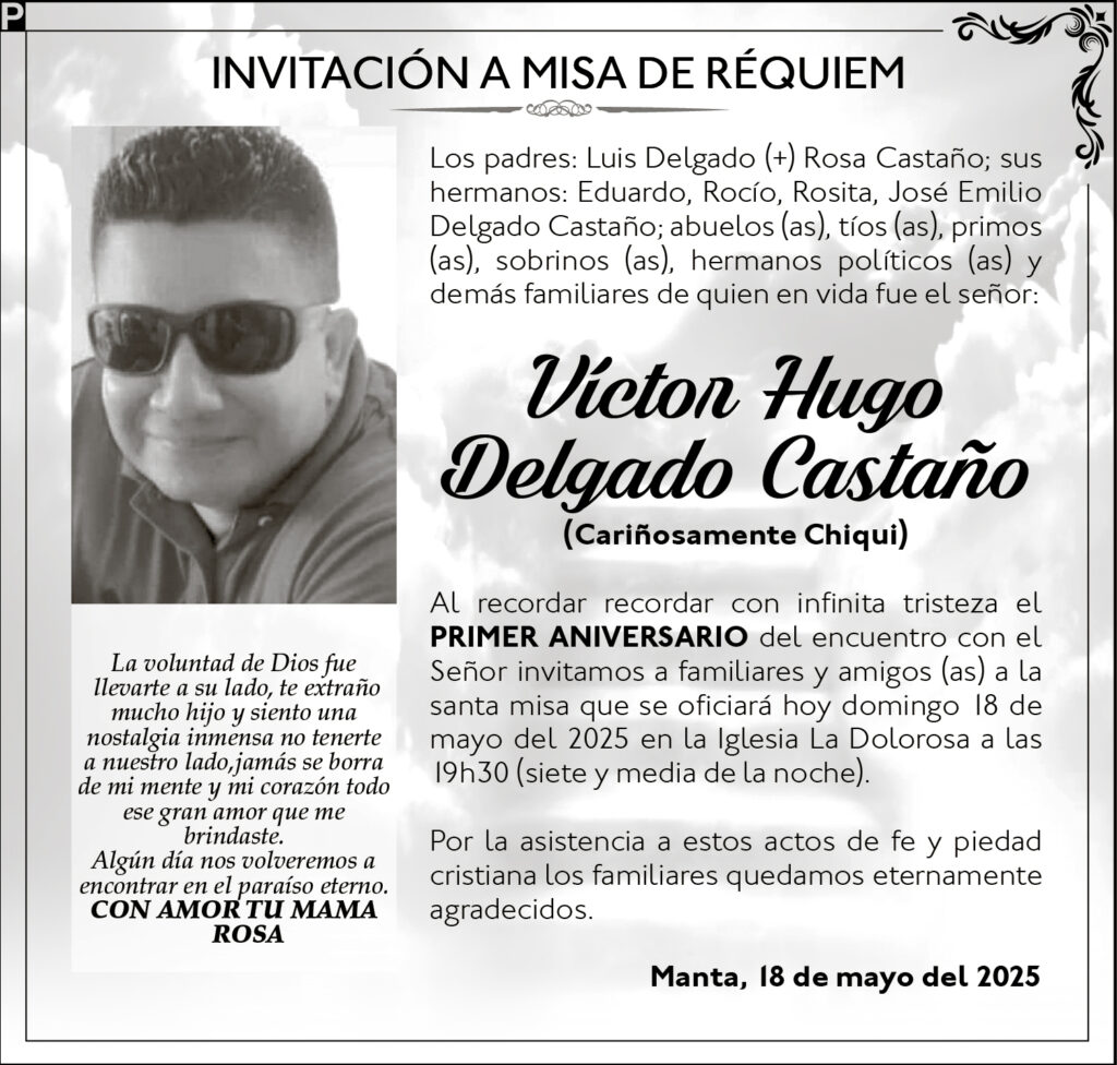 INVITACIÓN A MISA: Víctor Hugo Delgado Castaño