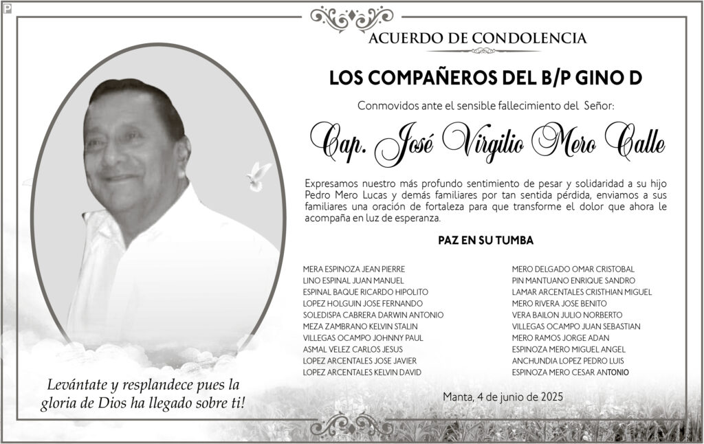 NOTA DE CONDOLENCIA: José Virgilio Mero Calle
