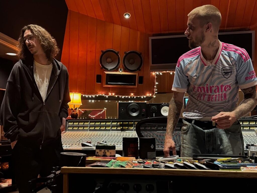 El cantante canadiense Justin Bieber en su estudio de grabación.
