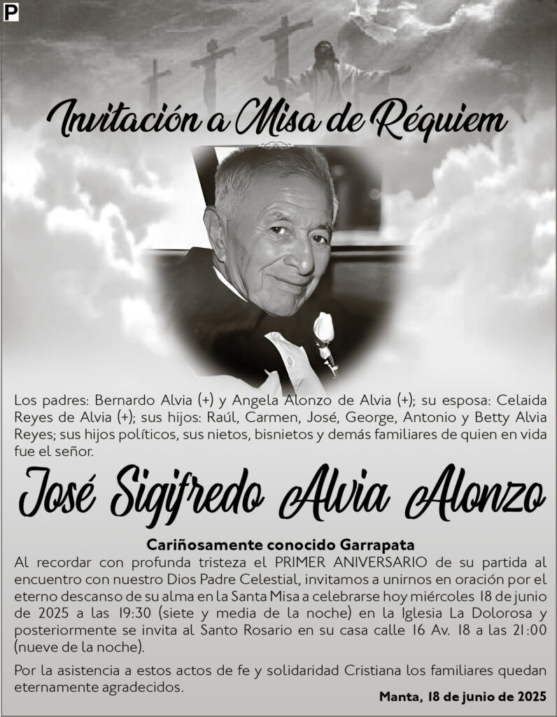 INVITACIÓN A MISA: José Sigifredo Alvia Alonzo