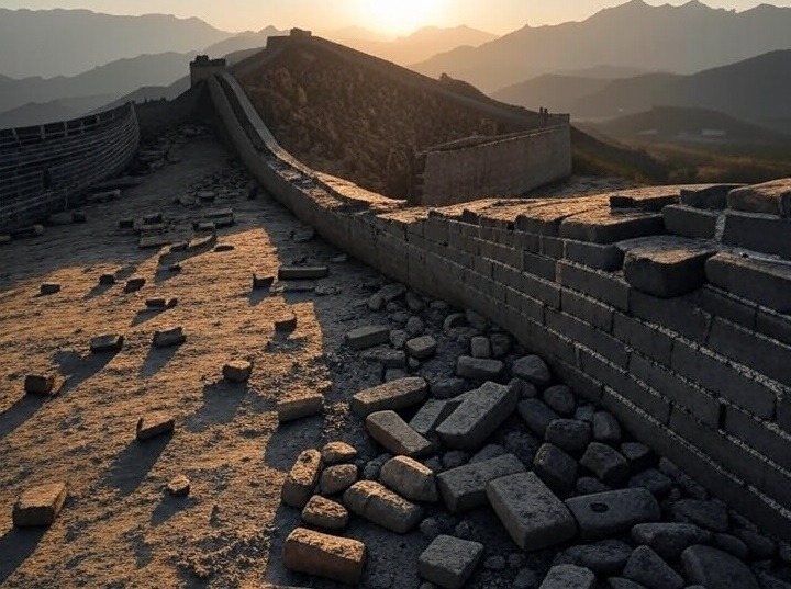 A un matrimonio de la provincia china de Shanxi los arrestaron por vender ilegalmente ladrillos de la Gran Muralla China