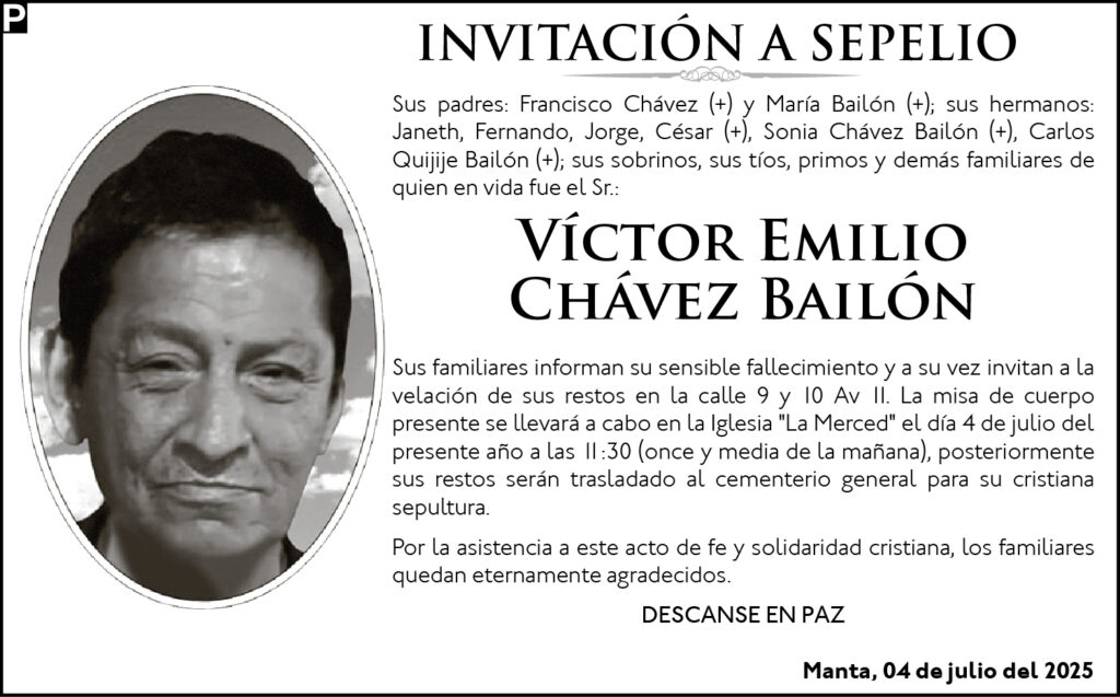 INVITACIÓN A SEPELIO: Víctor Emilio Chávez Bailón