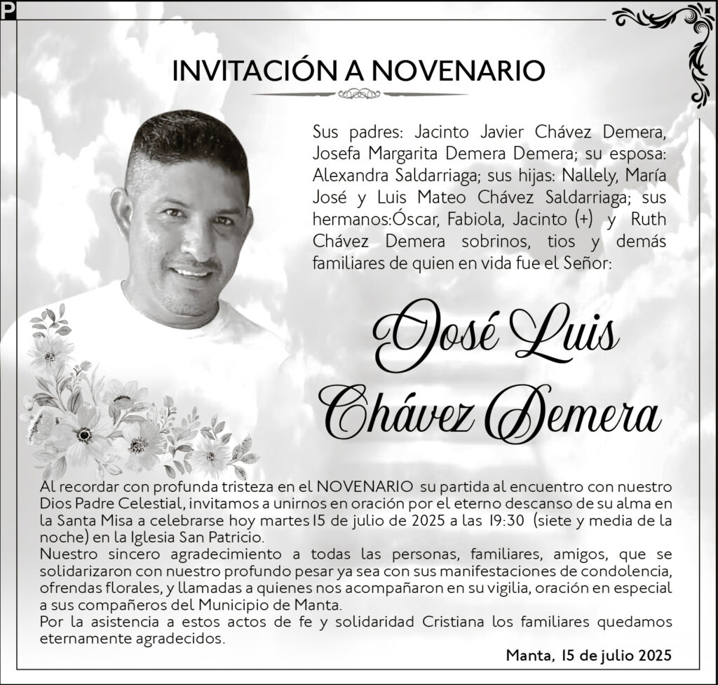 INVITACIÓN A NOVENARIO: José Luis Chávez Demera