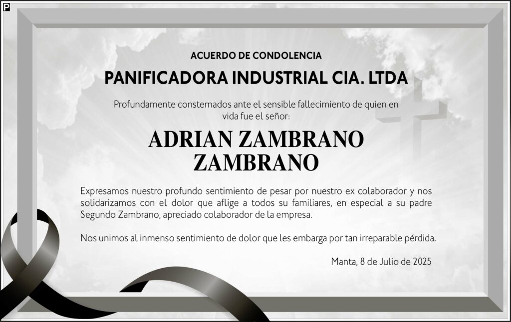 ACUERDO DE CONDOLENCIA: Adrian Zambrano Zambrano