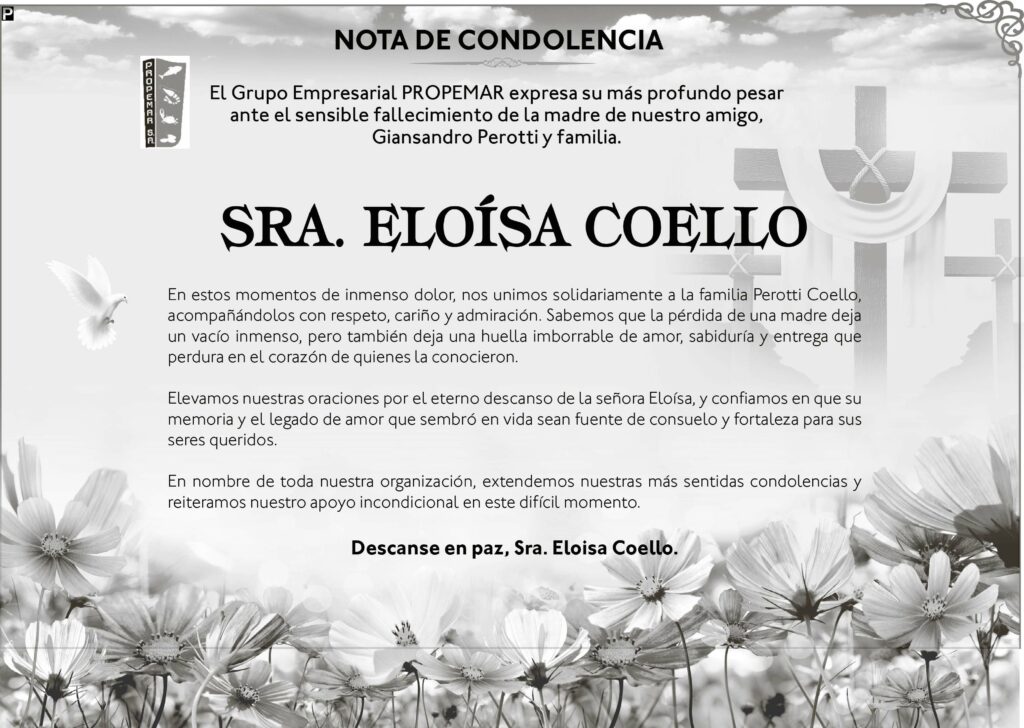 NOTA DE CONDOLENCIA: Sra. Eloísa Coello
