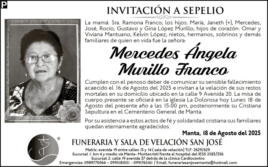 INVITACIÓN A SEPELIO: Mercedes Ángela Murillo Franco