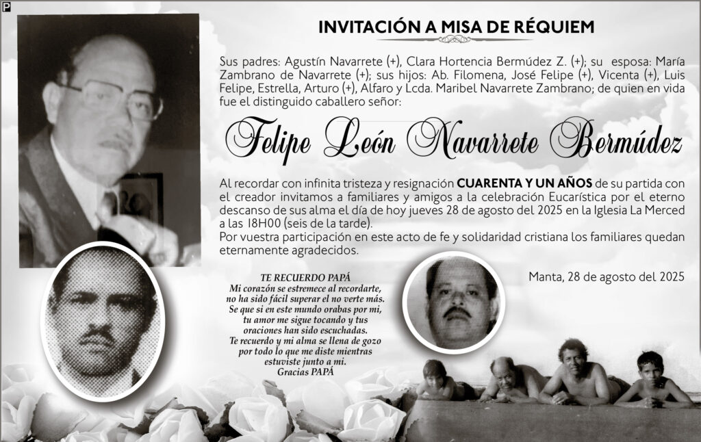 INVITACIÓN A MISA: Felipe León Navarrte Bermúdez