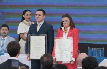 El presidente a Daniel Noboa y vicepresidenta a María José Pinto en el palacio de Cristal parque Itchimbia
