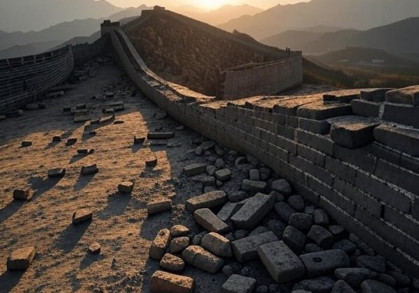 A un matrimonio de la provincia china de Shanxi los arrestaron por vender ilegalmente ladrillos de la Gran Muralla China