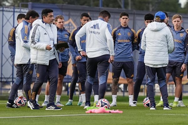 Jugadores de Boca Juniors durante un entrenamiento.