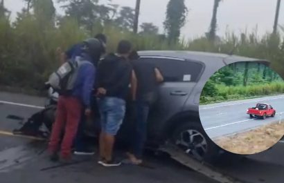 Cámara de seguridad grabó el accidente en Esmeraldas en el que fallecieron Marcos Olmedo, jugador del Muchuc Runa, y dos personas más.