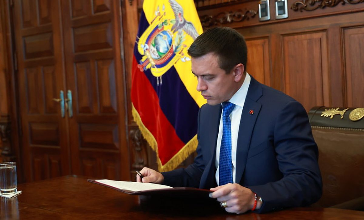 Daniel Noboa presidente de Ecuador en el Palacio de Carondelet