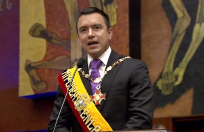 El presidente de Ecuador, Daniel Noboa, dio un discurso que duró 20 minutos.