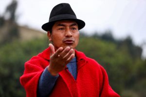 El dirigente indígena y presidente de la Conaie, Leonidas Iza.