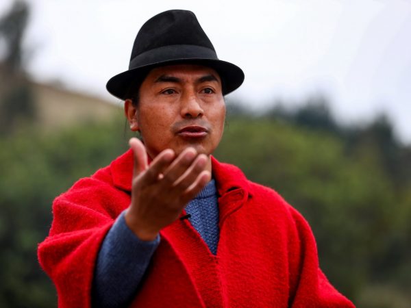 El dirigente indígena y presidente de la Conaie, Leonidas Iza.