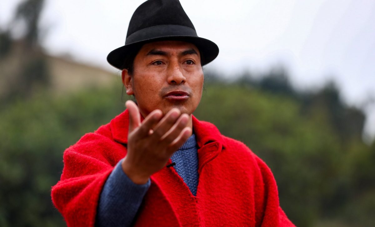 El dirigente indígena y presidente de la Conaie, Leonidas Iza.