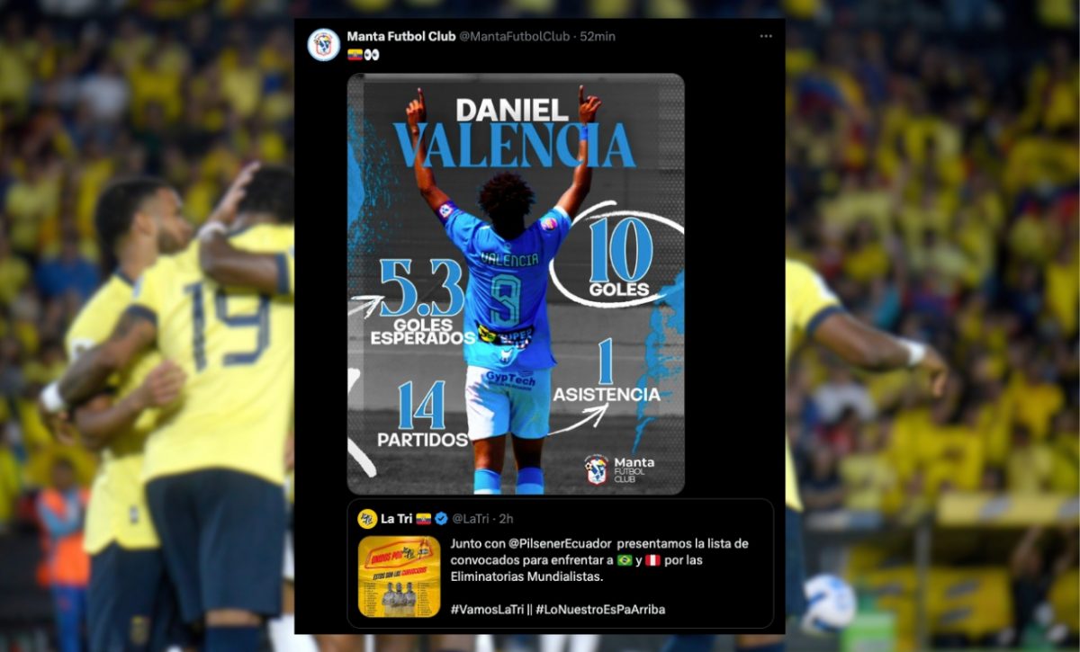 ¿Indirecta? Manta FC reaccionó a la convocatoria de Ecuador con una publicación con los números de su goleador, Daniel Valencia