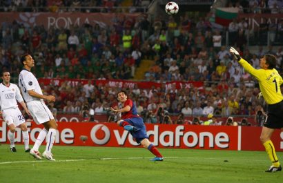 Lionel Messi elige su gol de cabeza al Manchester United como favorito