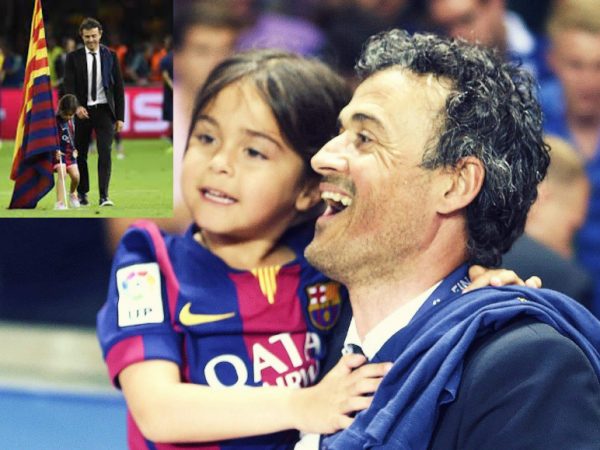 Luis Enrique y su hija celebrando el triunfo de Barcelona